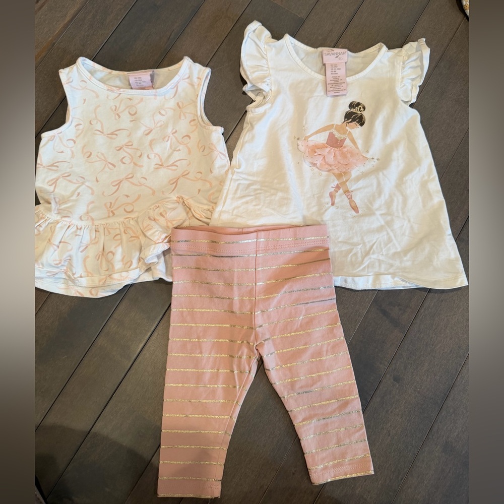 Savannah White and Pink Ballet Print Top